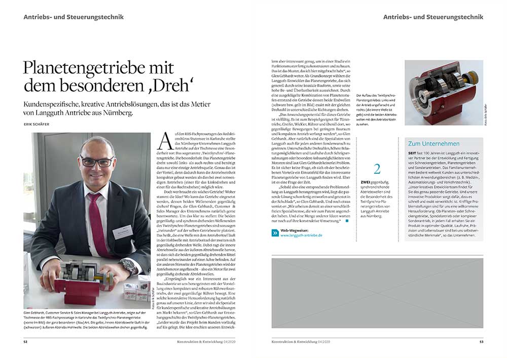 Bild von einem Zeitungsartikel über Planetengetriebe
